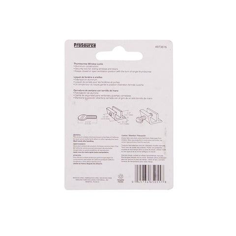 ProSource 801643-PB-PS Window Lock, Aluminum, Aluminum