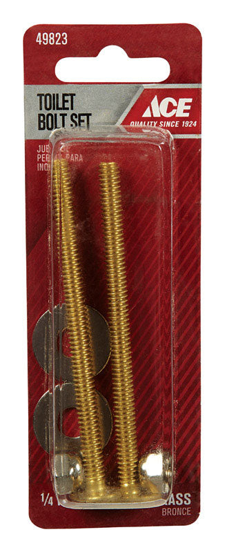 Ace Toilet Bolt Set 1/4 in. H x 3-1/2 in. L Brass