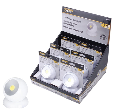 PowerZone 12621 Robot Light, AAA Battery, Alkaline Batteries Battery, LED Lamp, 220 Lumens, White, Pack of 6