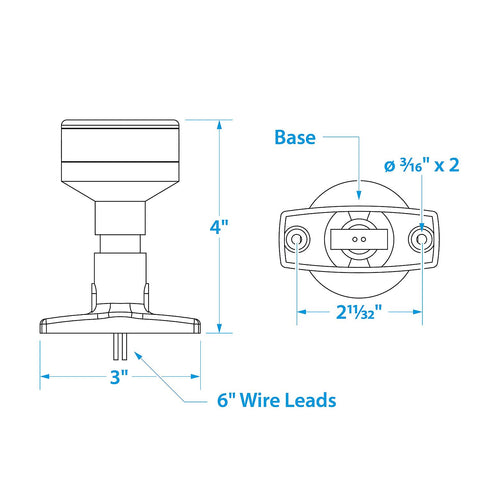 Seachoice 02851 LED All-Round Light, 4 Inches Tall