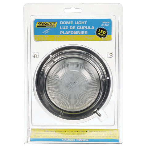 Seachoice Polished Stainless Steel Bright White LED Dome Light