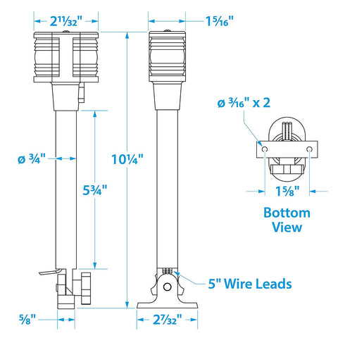 Seachoice 05961b Fold-Down Masthead and All-Round White Light