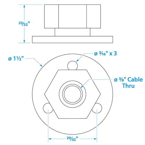 Seachoice 10031 Chrome Plated Brass Cable Outlet - 3/8″