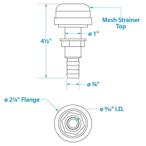 Seachoice 18191 Thru-Hull Strainer Mount