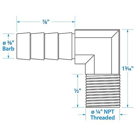 Seachoice 20851 90 Degree Brass Fuel Elbow