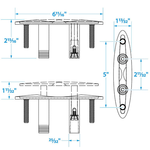 Seachoice Stainless Steel Pull Up Cleat With Studs