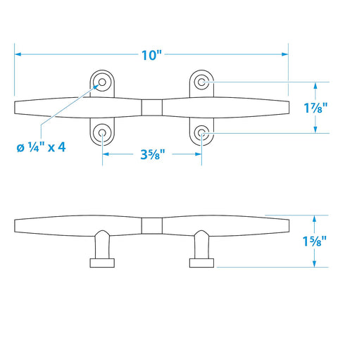 Seachoice Stainless Steel Hollow Base Cleat