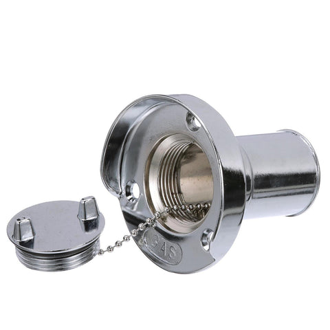Seachoice Chrome Plated Zinc Gas Deck Fill With Cap (Beaded Chain Tether) For 1-1/2" Hose