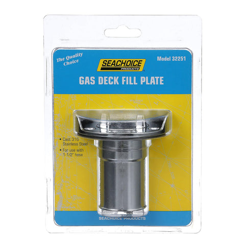 Seachoice Stainless Steel Deck Fill With Cap (Chain Tether) For 1-1/2" Hose