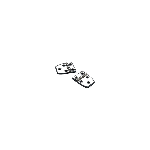 SeaChoice 50-34351 (2) 2-1/4″ x 1-1/2″ Polished Stainless Steel 3/4″ Short Side Hinges with Black Nylon Base Plate