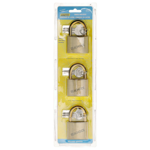 Seachoice 37331 2″ Keyed-Alike Solid Brass Padlocks (3 Per Card)