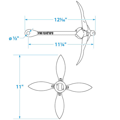 Seachoice 41000 Galvanized Folding Grapnel Anchor, 3-1/2 lbs.