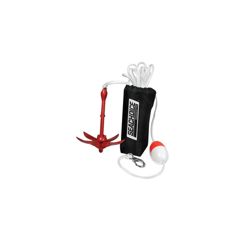 Seachoice 3.5 lb. Grapnel Anchor Kit For Boats 5 to 12' (Includes Anchor, 1/4″ x 25' Line, Adjustable Buoy, S/S Hook and Storage Bag)