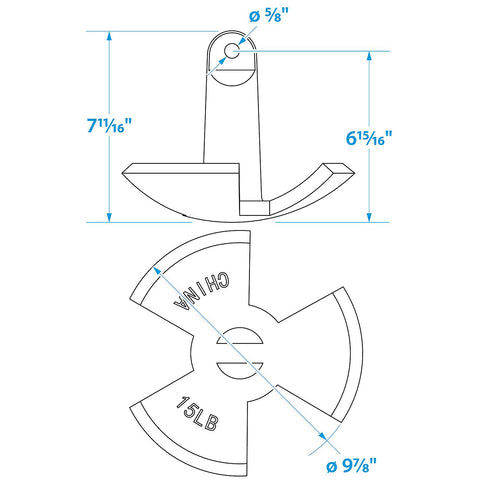 Seachoice 41510 Black Vinyl Coated River Anchor, 15 lbs.