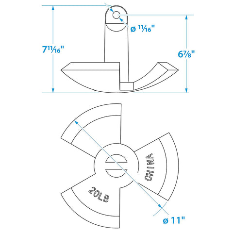 Seachoice 41520 Black Vinyl Coated River Anchor, 20 lbs.