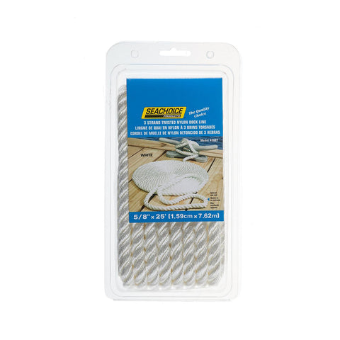 Seachoice 3-Strand Twisted Nylon Dock LineWhite