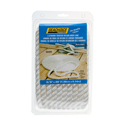 Seachoice 3-Strand Twisted Nylon Dock LineWhite