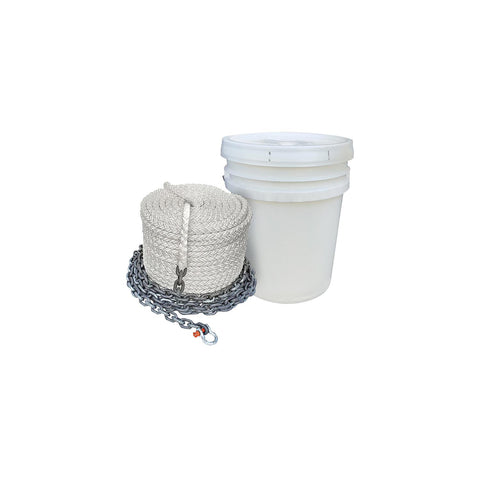 Seachoice 44566 Anchor Rode - 1/2″ x 200' 8-Plait Nylon Rope and 1/4″ x 10' Chain With 5/16″ Shackle