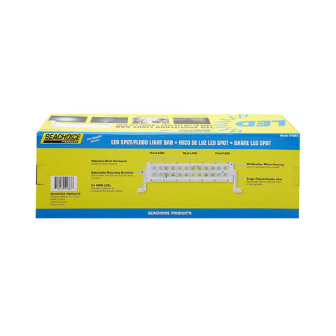 Seachoice 51683 LED Spot/Flood Light Bar, White Housing 24 LEDs, 13.6″, 12/24V