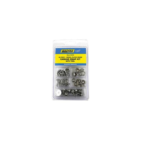 Seachoice 59439 Nickel Plated Brass Canvas Snap Kit With Tool - 48 Piece