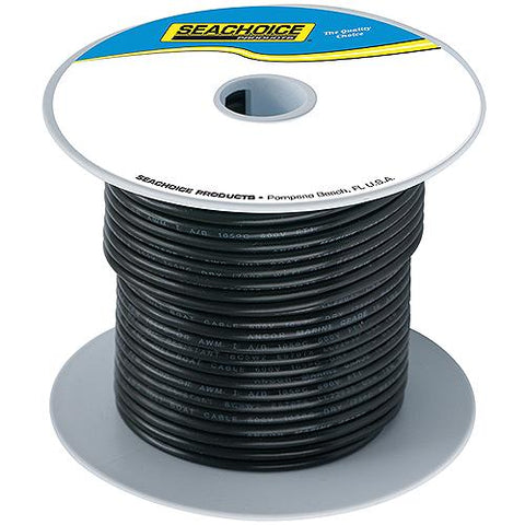 Seachoice 63041 Tinned Copper Marine Wire, 6 AWG, Black, 50'