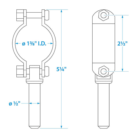 Seachoice 70521 Zinc Plated Steel Clamp-On Oarlocks (Sold as Pair)