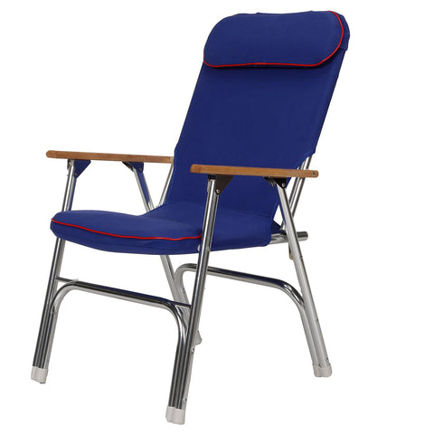Seachoice Canvas Folding Chair Blue w/ Red Trim