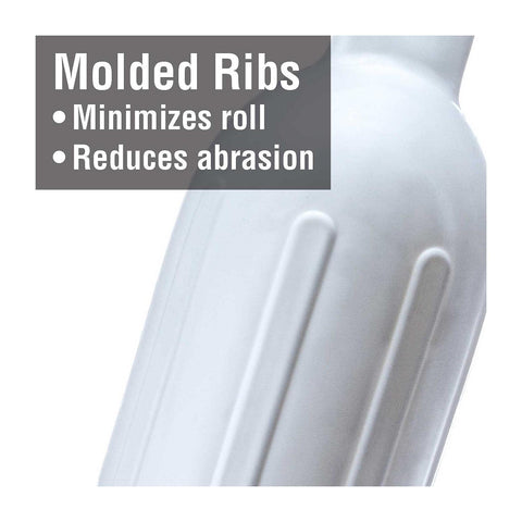Seachoice 79031 Twin Eye Ribbed Fender, White, 8.5 x 27″