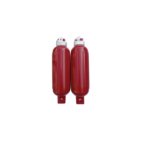 Seachoice 79256 Twin Eye Ribbed Fender Kit (Includes 2 5.5″ x 20″ Red Fenders and 2 Matching 3/8 x 5' Fender Lines)