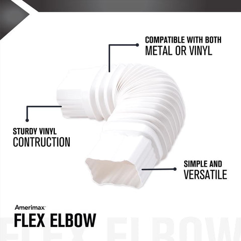 Amerimax 2 in. H X 3 in. W X 7.5 in. L White Vinyl Gutter Elbow