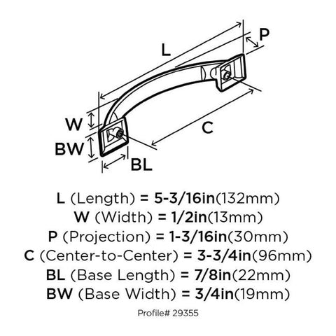 Amerock Candler Cabinet Pull 3-3/4 in. Satin Nickel 1 pk