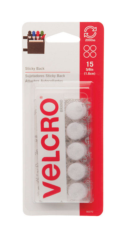 Velcro Hook and Loop Fastener 7-7/16 in. L x 5/8 in. W White 15 pk
