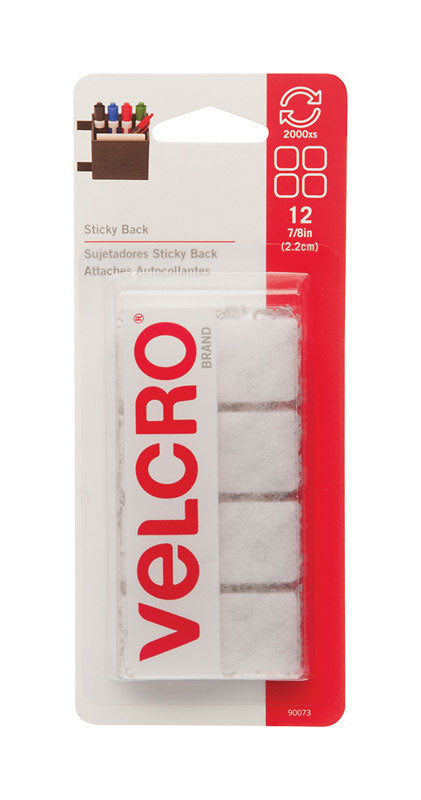Velcro Hook and Loop Fastener 7/8 in. L x 7/8 in. W White 12 pk