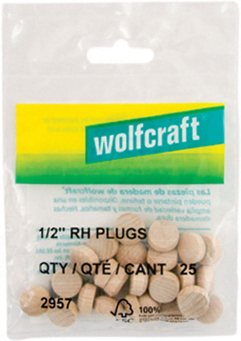 Wolfcraft Round Hardwood Head Plug 1/2 in. Dia.