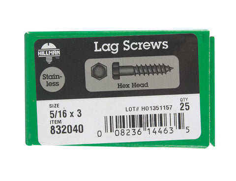 Hillman 5/16 in. x 3 in. L Hex Lag Screw