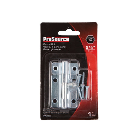 ProSource CL-201-PS Barrel Bolt, 0.31 Dia in Bolt Head, 2-1/2 in L Bolt, Steel, Zinc Plated