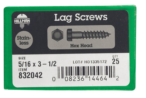Hillman 5/16 in. x 3-1/2 in. L Hex Lag Screw