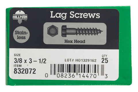 Hillman 3/8 in. x 3-1/2 in. L Hex Lag Screw