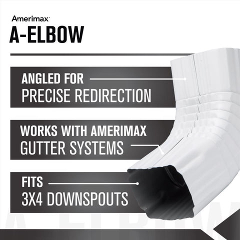 Amerimax 2.8 in. H X 4.18 in. W X 11.5 in. L White Aluminum A Gutter Elbow