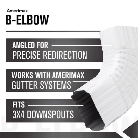 Amerimax 3 in. H X 4 in. W X 12 in. L White Aluminum B Gutter Elbow