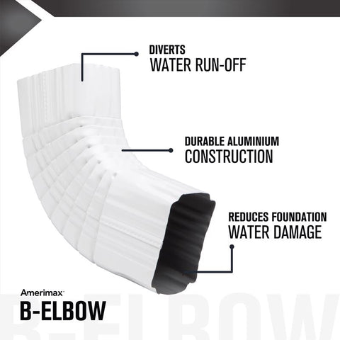 Amerimax 3 in. H X 4 in. W X 12 in. L White Aluminum B Gutter Elbow