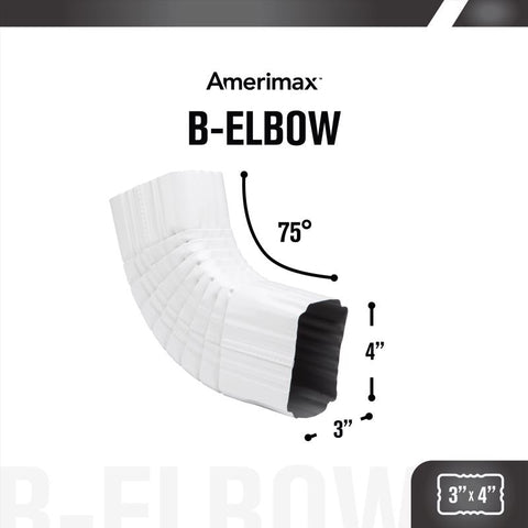 Amerimax 3 in. H X 4 in. W X 12 in. L White Aluminum B Gutter Elbow