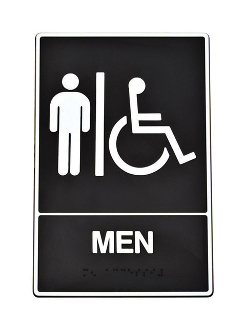 Hy-Ko English 9 in. H x 6 in. W Plastic Sign Men (Handicap, Braille)