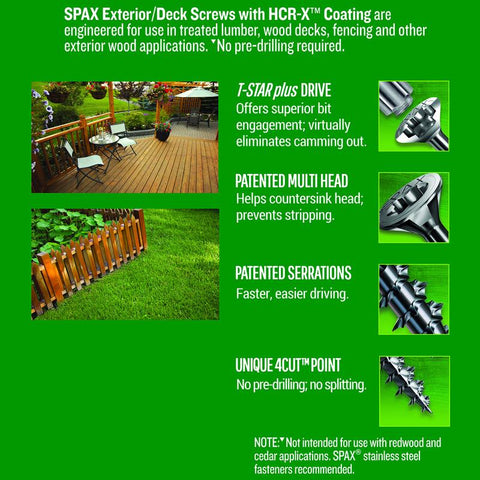 SPAX No. 14 in. X 4 in. L Gray Star Flat Head Deck Screws 8 pk