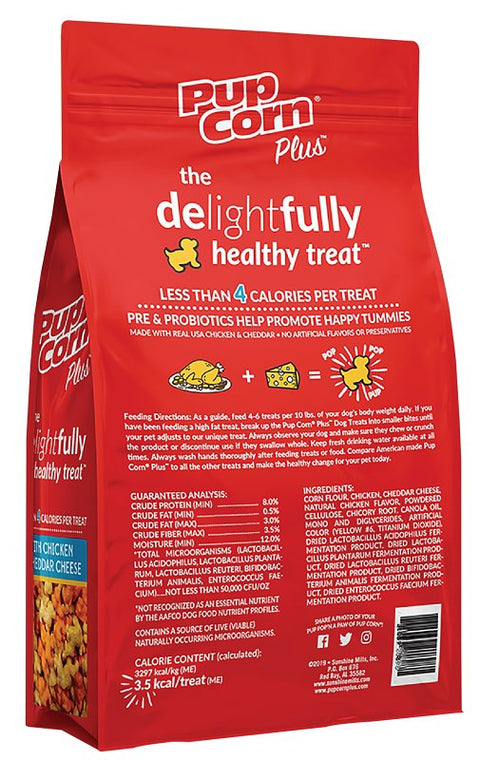 Pupcorn Plus 738039208981 Dog Treat, Cheddar Cheese, Chicken Flavor, 27 oz Case