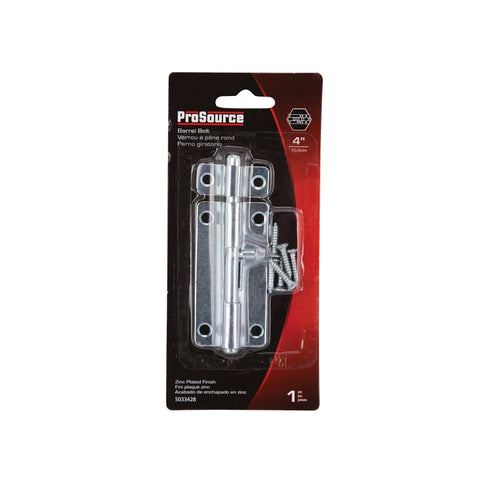 ProSource CL-205-PS Barrel Bolt, 0.31 Dia in Bolt Head, 4 in L Bolt, Steel, Zinc Plated