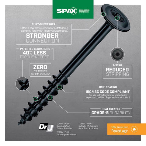 SPAX PowerLags 5/16 in. in. X 6-3/4 in. L T-40 Washer Head Serrated Structural Screws