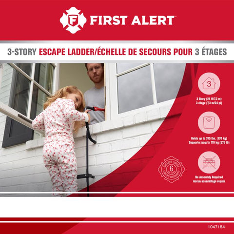 First Alert 24 ft. H Steel Fire Escape Ladder 375 lb. capacity