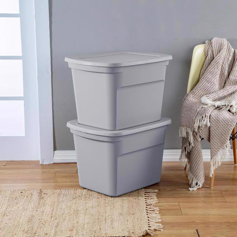 Sterilite 18 gal Gray Storage Tote 16-1/8 in. H X 23-1/2 in. W X 18-3/8 in. D Stackable, Pack of 8