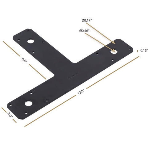 Hampton 1/8 in. H X 8 in. W X 12 in. L Black Steel T-Plate